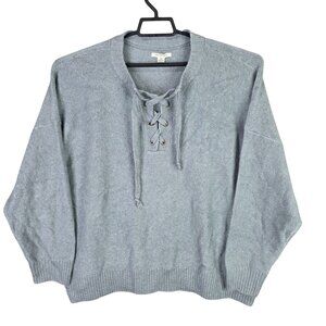 Womens American Eagle Light Blue Lace Up Sweater Acrylic Viscose Blend Size L